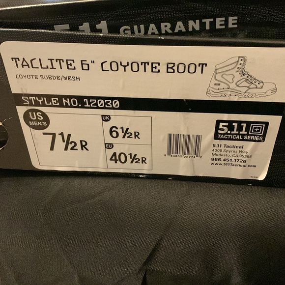 511 Taclite 6” Men’s Boots, 7.5 R, coyote suede mesh. - Picture 5 of 6